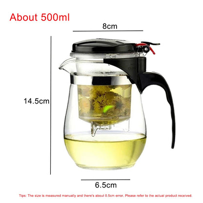 High quality Heat Resistant Glass Tea pot Chinese teaware kung fu Tea Set Puer Kettle Coffee Glass pot Convenient Office TeaPot