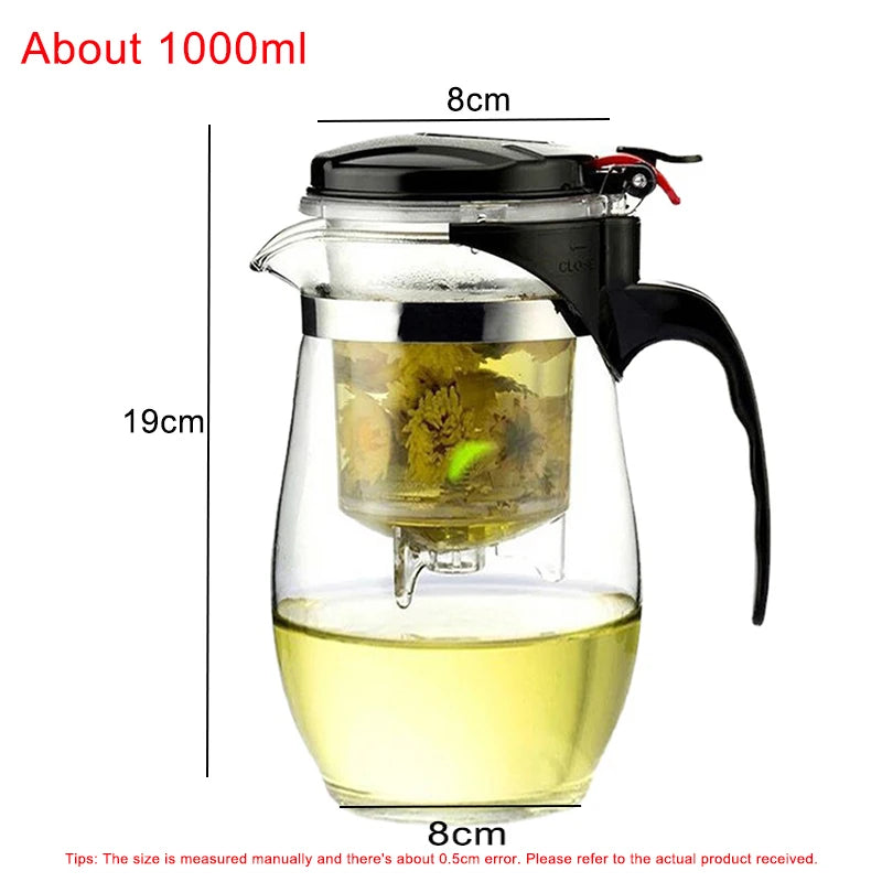 High quality Heat Resistant Glass Tea pot Chinese teaware kung fu Tea Set Puer Kettle Coffee Glass pot Convenient Office TeaPot