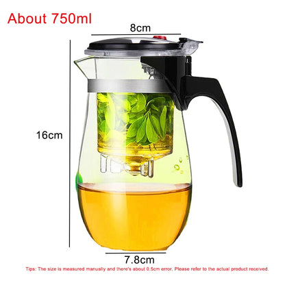 High quality Heat Resistant Glass Tea pot Chinese teaware kung fu Tea Set Puer Kettle Coffee Glass pot Convenient Office TeaPot